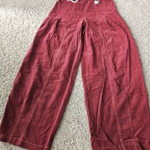 Wide Leg Corduroy Pants in Deep Red